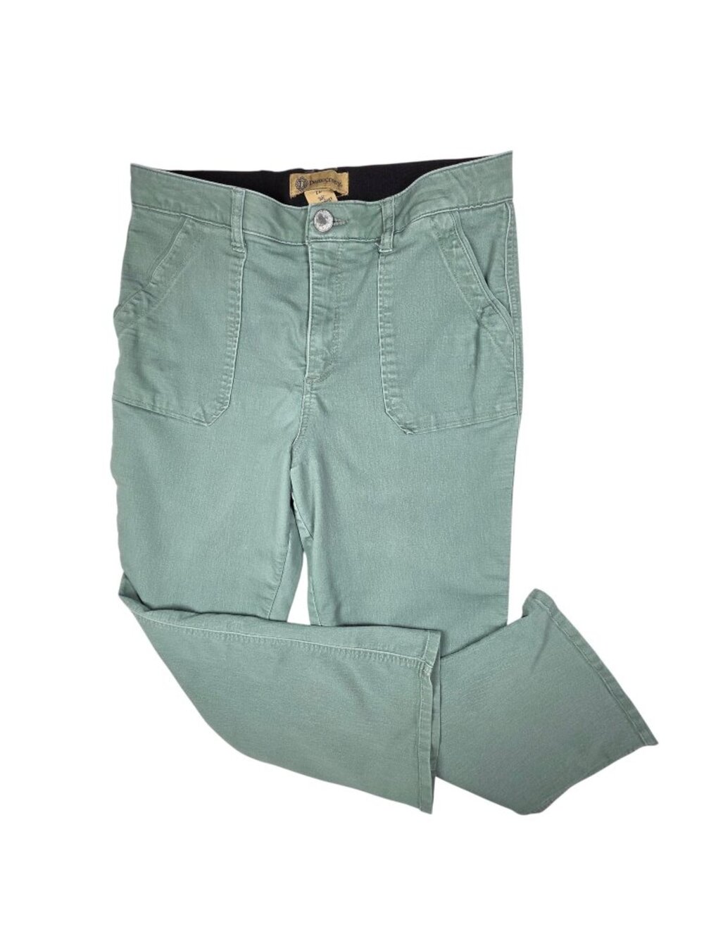 Democracy Ab Technology Pants Women 12 Green Twill Cargo Straight Ankle Stretch